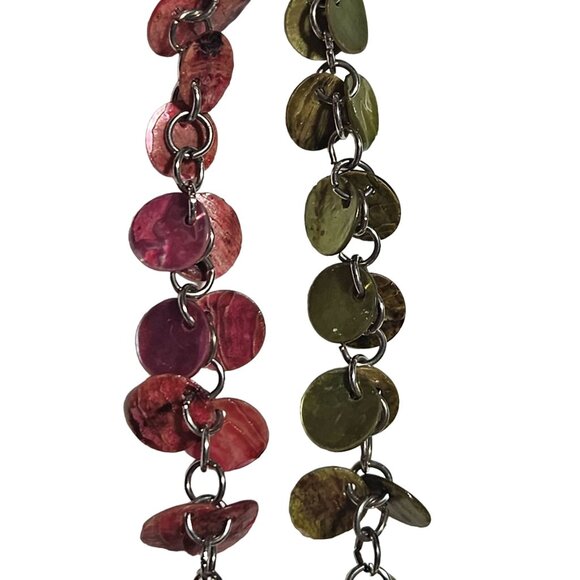 Rainbow Disc Chain Necklace Statement Pride Boho Fashion Jewelry Women - Picture 3 of 8